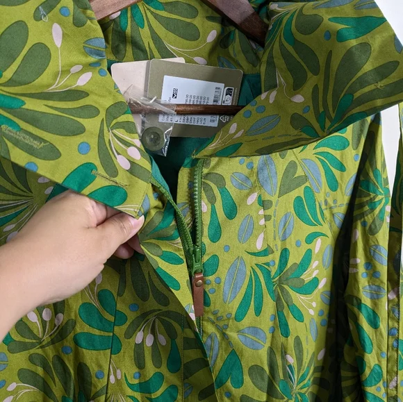 NEW Gudrun Sjoden Kaprifol Coat Jacket Large Leaf Print Funnel Neck Lagenlook - Picture 8 of 15